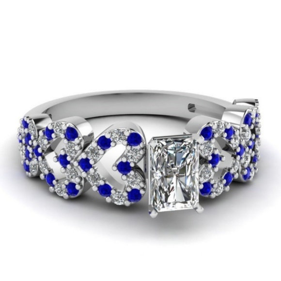 925 Silver Princess Cut White Sapphire Ring New - Picture 3 of 4